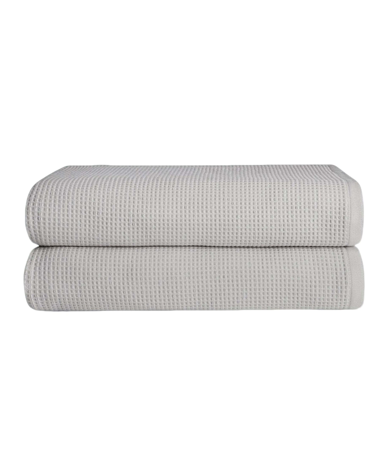 Cozy Earth Waffle Bath Sheets, Set Of 2 In Light Grey