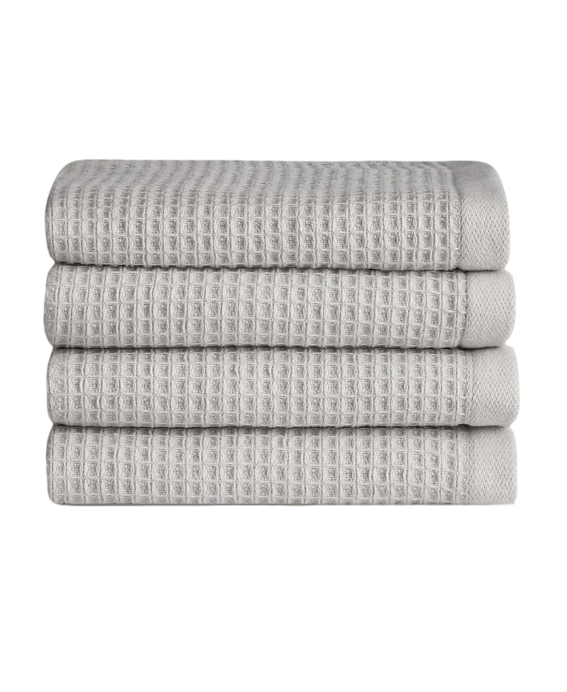 Cozy Earth Waffle Washcloths, Set Of 4 In Light Grey
