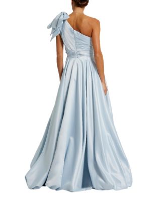  Satin One Shoulder Bow Gown