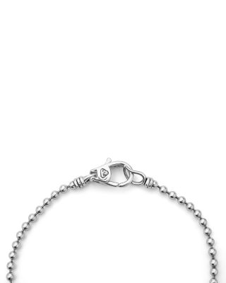 Sterling Silver Caviar Spark Diamond Wavy Bead Link Bracelet