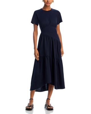 FRAME - Gathered Seam Short Sleeve Dress