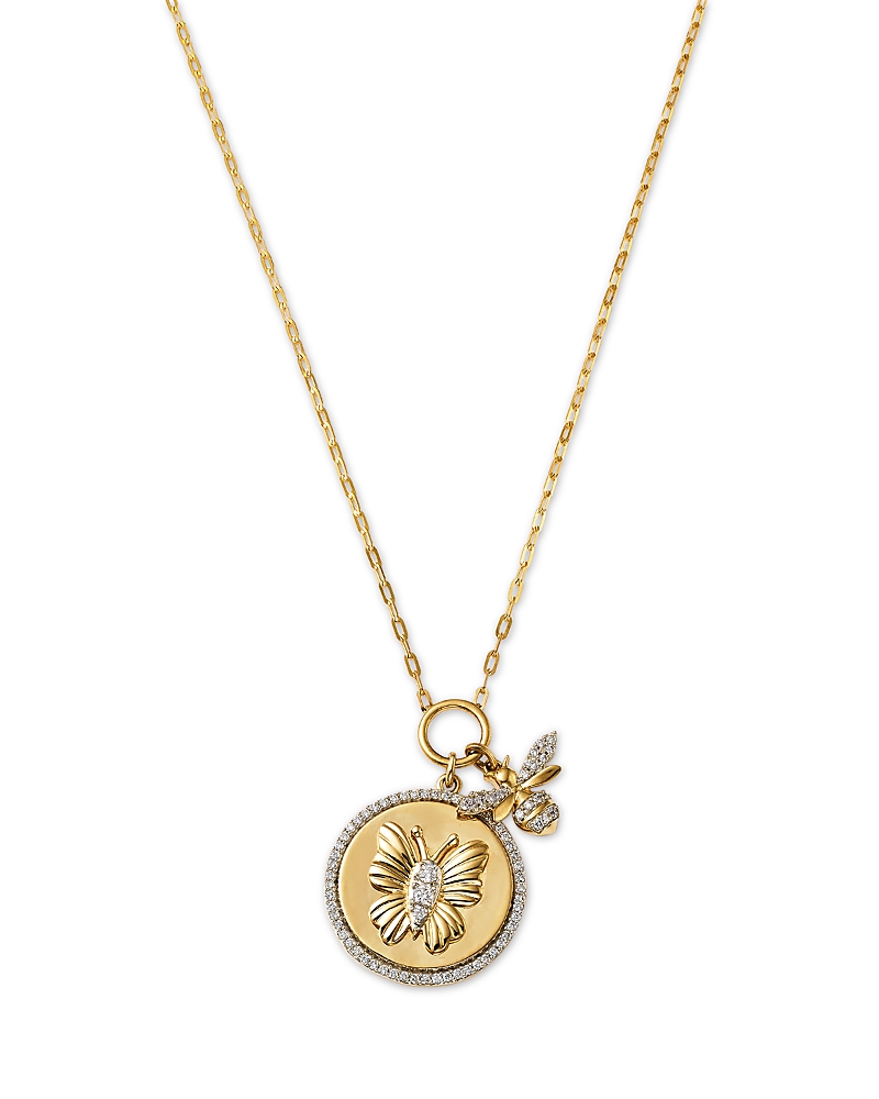 Bloomingdale's Diamond Multiple Charm Pendant Necklace in 14K Yellow Gold, 0.38 tcw
