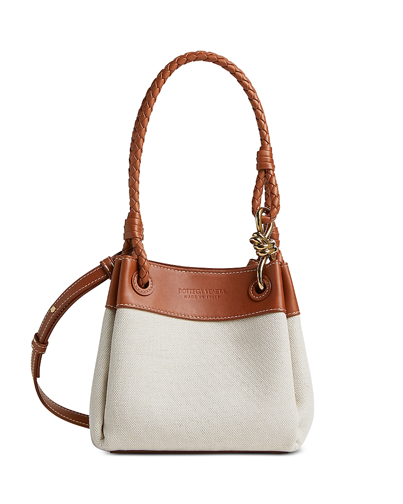 Bottega Veneta Parachute Small Canvas Shoulder Bag In Natural/light Wood