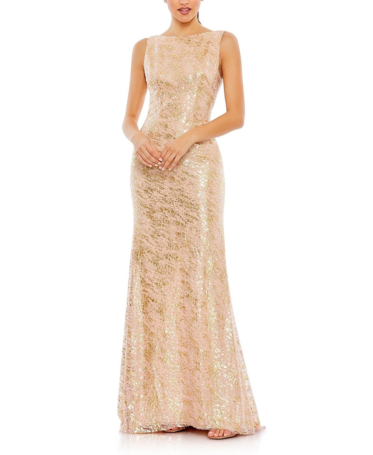 Mac Duggal Sleeveless High Neck Sequin Gown
