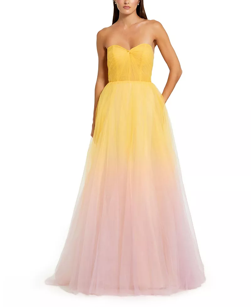 Mac Duggal Strapless Sweetheart Ombre Tulle Ballgown