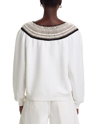 Sava Crochet Split Neck Sweatshirt