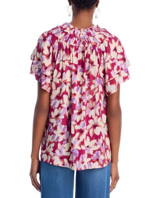 Kamila Printed Split Neck Top