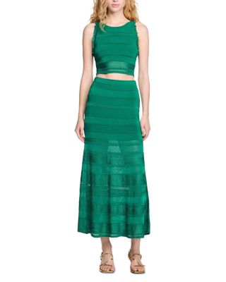 Sleeveless Sweater & Decorative Knit Maxi Skirt