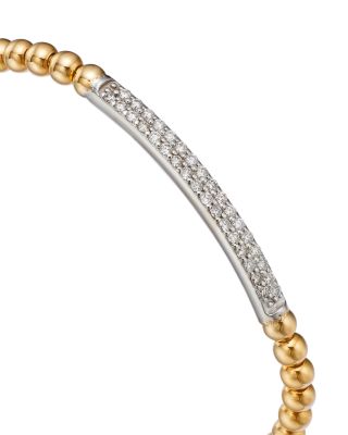 Diamond Stretch Beaded Bracelet in 14K Yellow Gold, 0.5 tcw