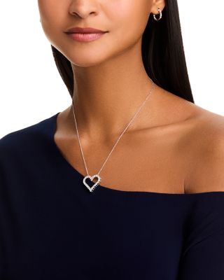 Diamond Heart Pendant Necklace in 14K White Gold, 1.8 tcw