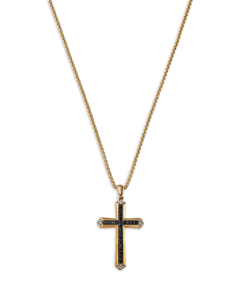 Bloomingdale's Fine Collection Men's Diamond Cross Pendant Necklace In 14k Yellow Gold, 0.50 Ct. T. W. In Black/gold