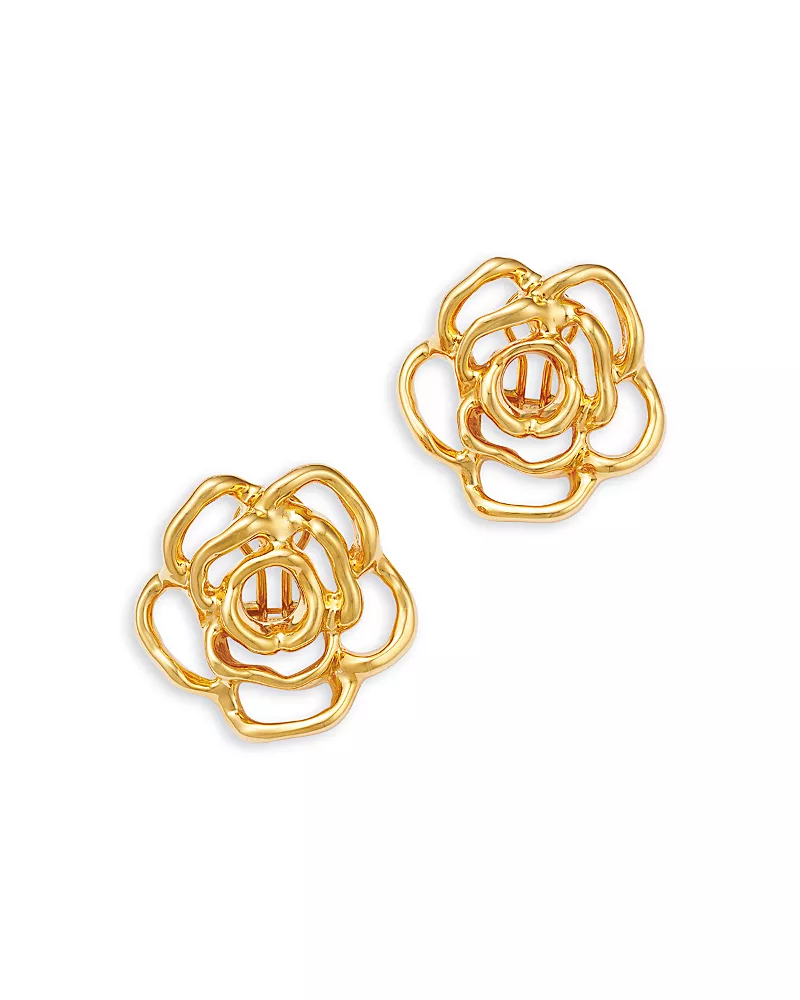 Roberto Coin 18K Yellow Gold Bold Gold Oro Classic Openwork Rose Stud Earrings