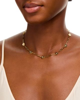 Roberto Coin 18K Yellow Gold Daisy Diamond Station Paperclip Chain
