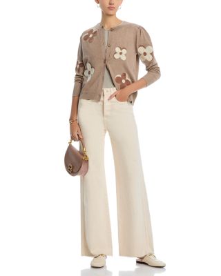 Flower Embroidered Crewneck Cardigan