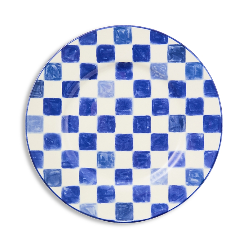 Mackenzie-childs Check Dinner Plate In Inidgo