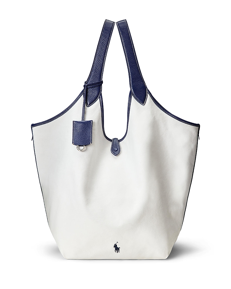 Polo Ralph Lauren Polo Play Canvas Large Tote In White Multi