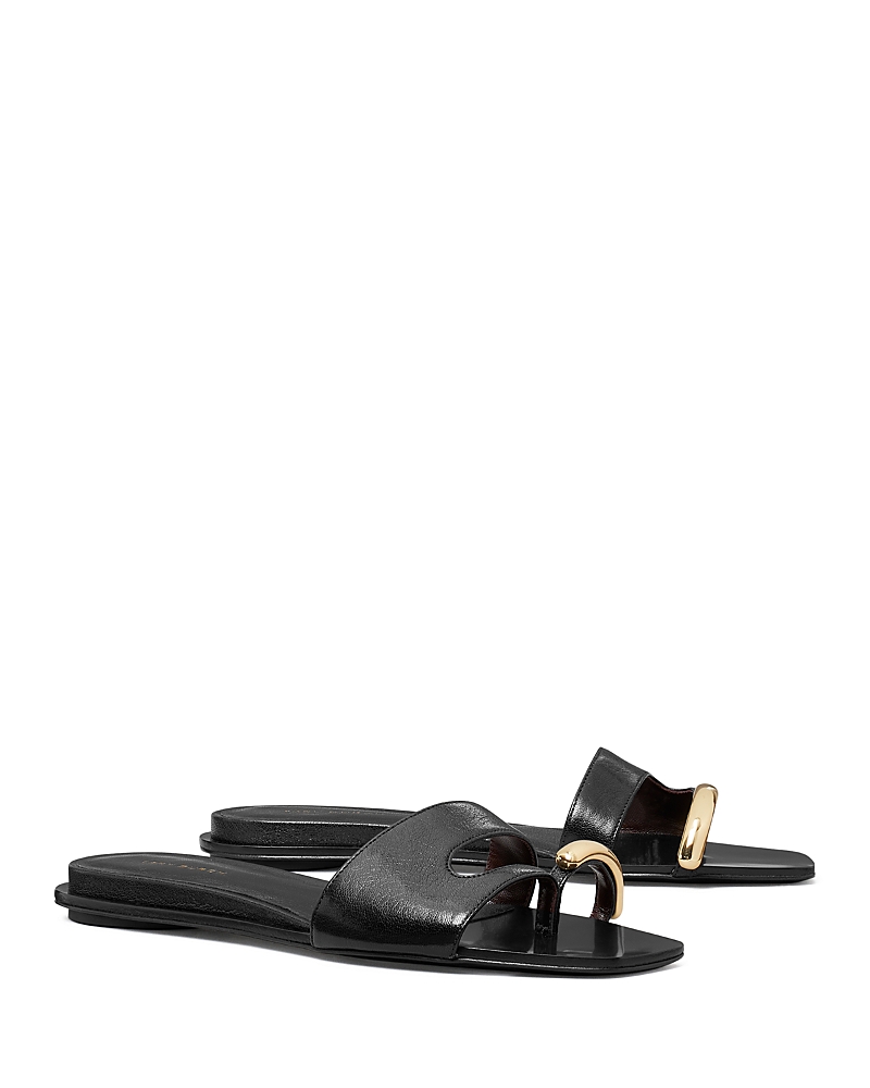 Tory Burch Pierced Slides In Perfect Black