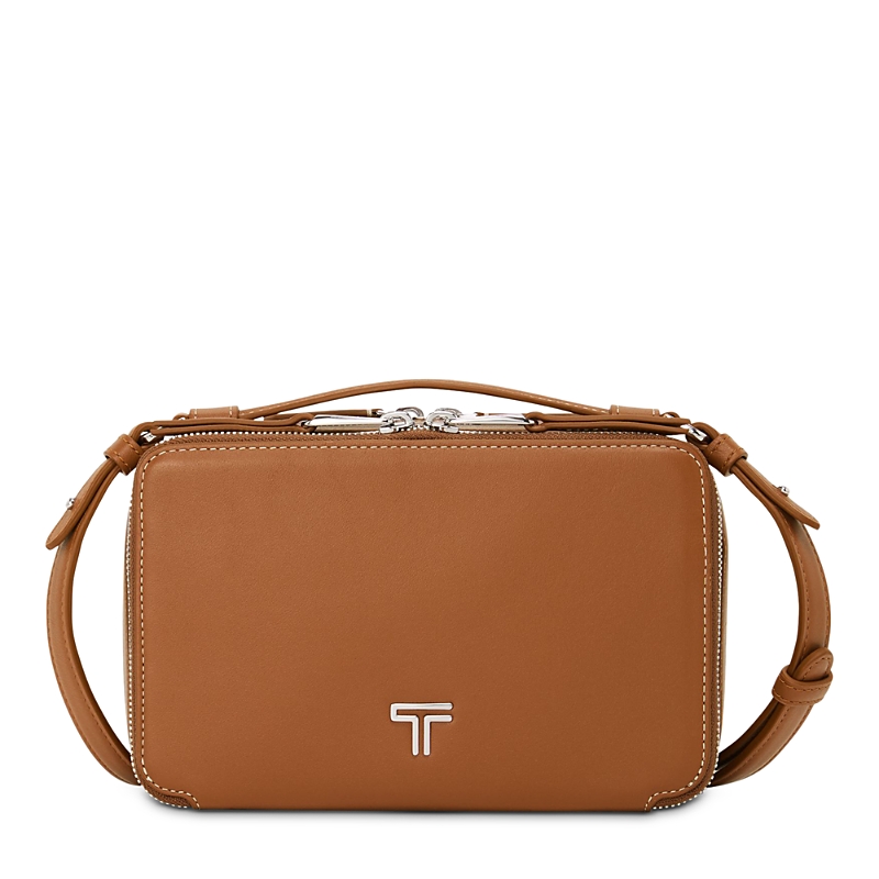 Shop Tumi Voyageur Myla Leather Crossbody In Caramel