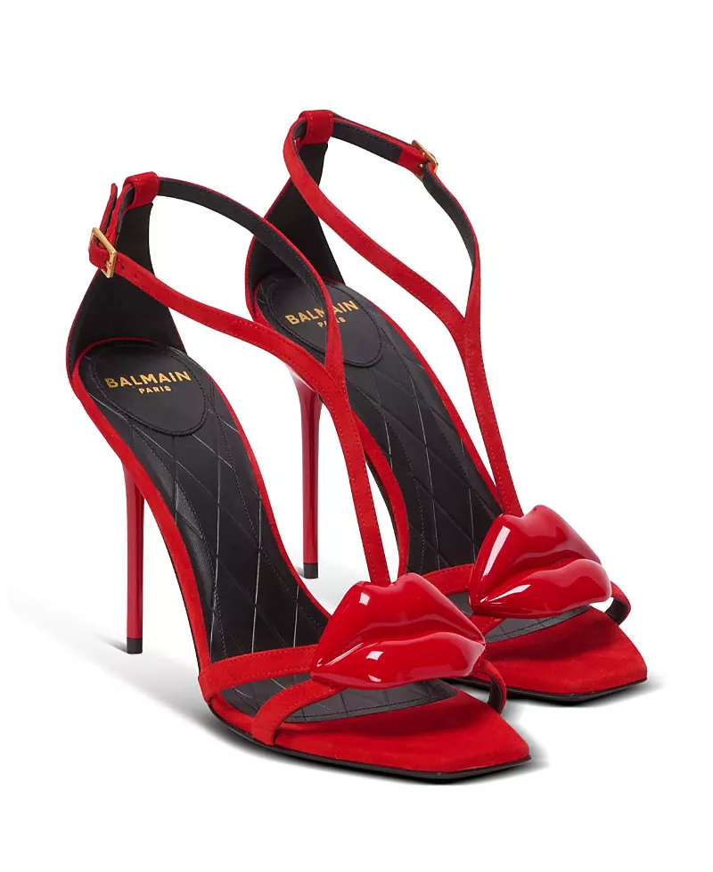 Balmain Women's Suede Lips Sandals