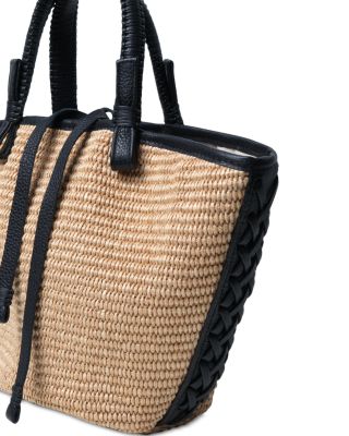 Mini Cassia Bag Black Leather & Straw
