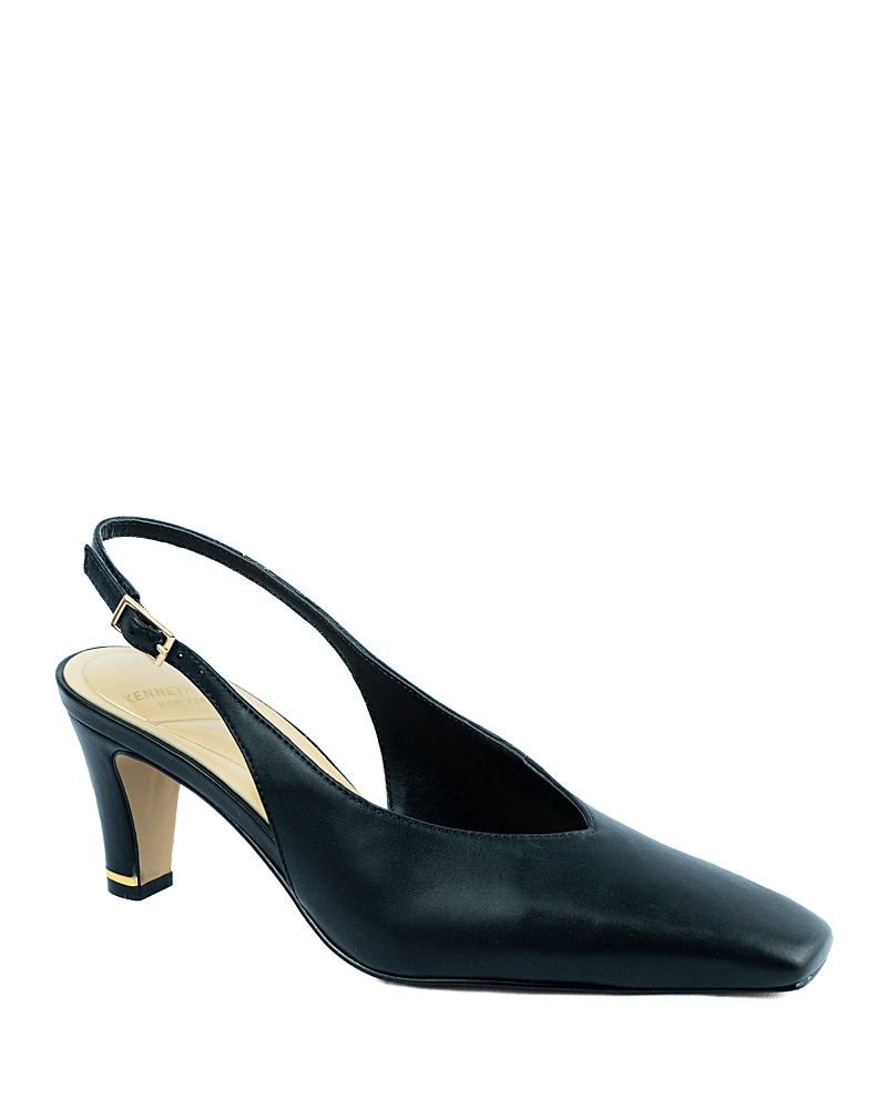 Kenneth Cole Meilani Leather Point Toe Slingback In Black Leather