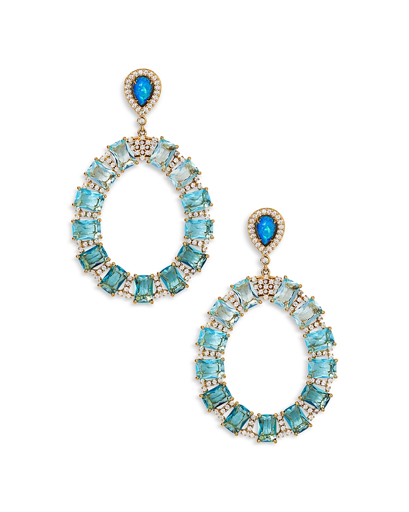 Nadri Blue Lagoon Mixed Stone Circle Drop Earrings In 18k Gold Plated In Blue
