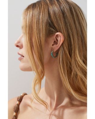 Blue Lagoon Ombr&eacute; Stone Hoop Earrings in 18K Gold Plated