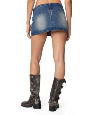 Tania Lace Up Denim Mini Skirt