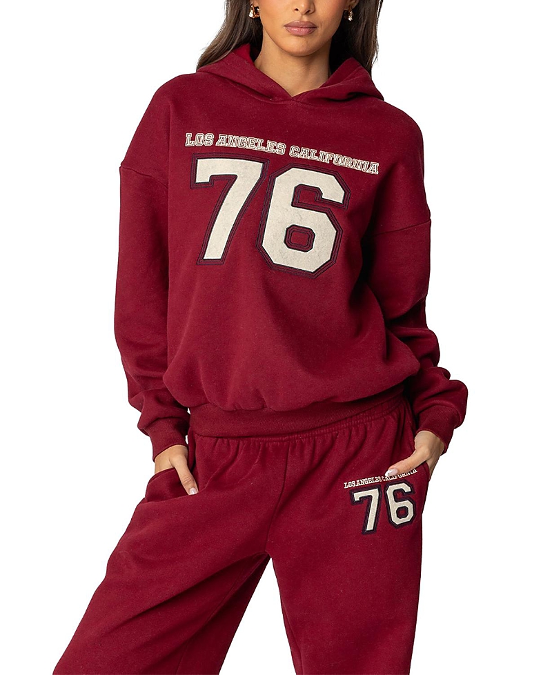 Shop Edikted 76 Cali Hoodie In Burgundy