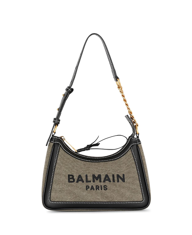 Balmain Lettering Detail Shoulder Bag In Khaki