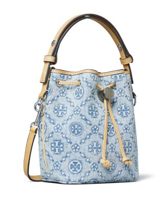 T Monogram Denim Mini Bucket Bag