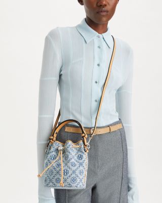 T Monogram Denim Mini Bucket Bag