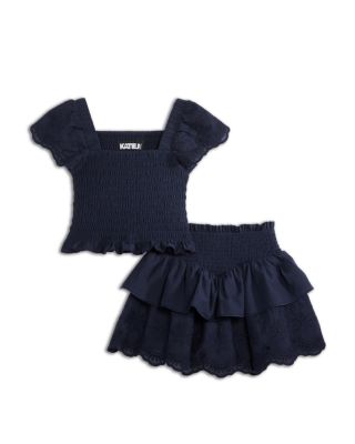Girls' Faye Smocked Eyelet Top & Skirt - Big Kid	