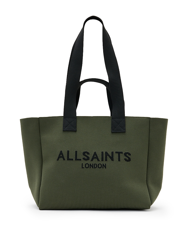Allsaints Izzy Logo Print Medium Tote Bag In Olive Green