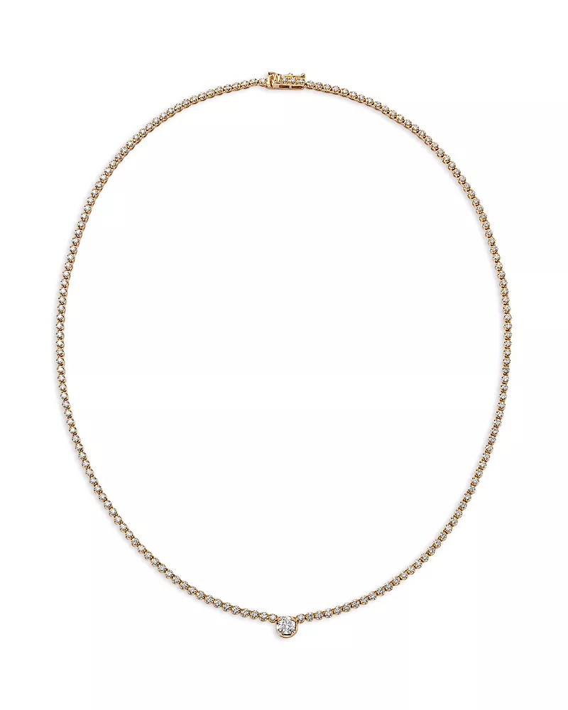 Bloomingdale's Fine Collection Solitaire Station Tennis Necklace in 14K Yellow Gold, 2.33 tcw
