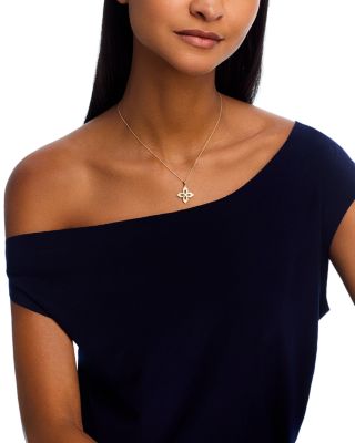 Diamond Flower Pendant Necklace in 14K Yellow Gold, 0.33 tcw