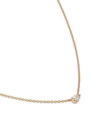 14K Yellow Gold Pear Cut Diamond Pendant Necklace, 16"