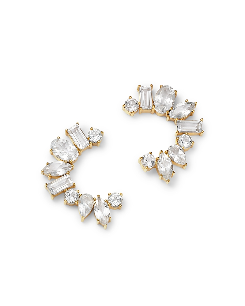 Moon & Meadow 14k Yellow Gold White Topaz Multishape Front Facing Hoop Earrings In Gold
