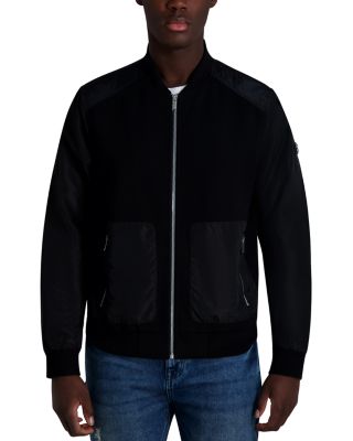 KARL LAGERFELD PARIS - Mixed Media Slim Fit Bomber Jacket
