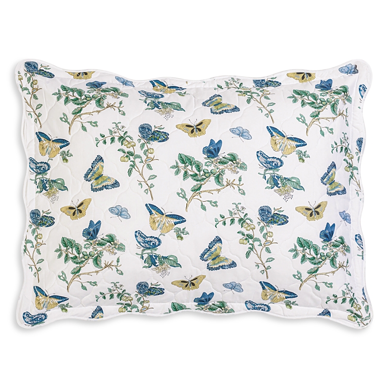 Matouk Baudin Butterfly 500 Thread Count Cotton Percale Sham In Prussian Blue