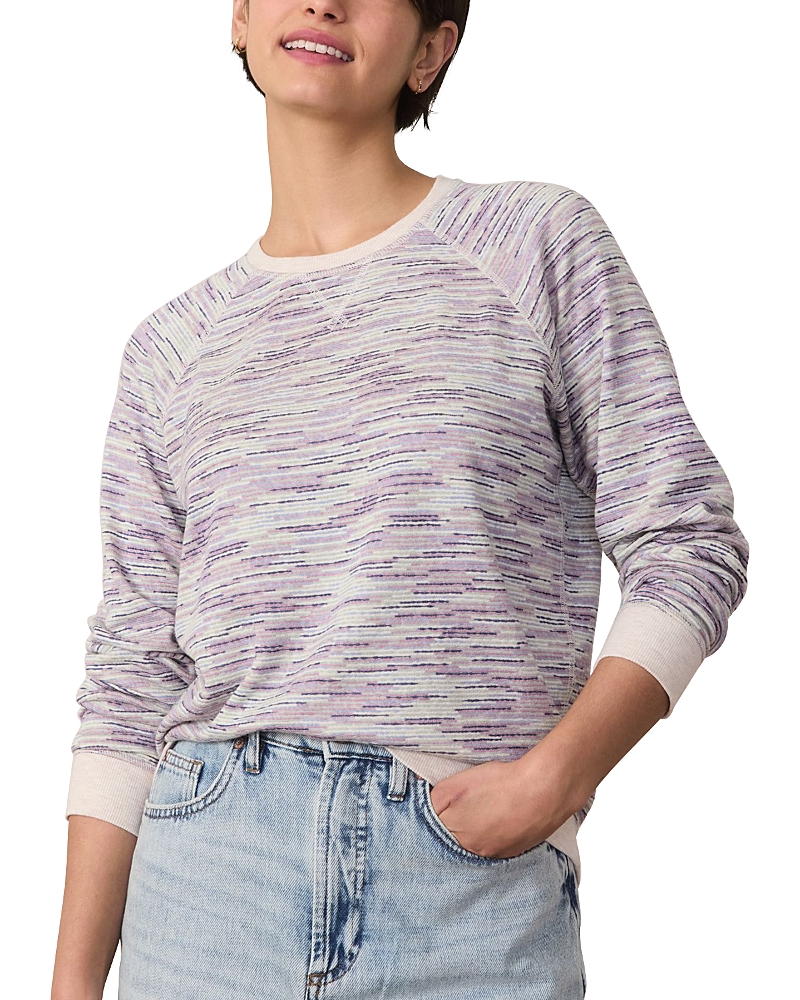 Marine Layer Reversible Space Dye Raglan Sleeve Top In Navy Dye