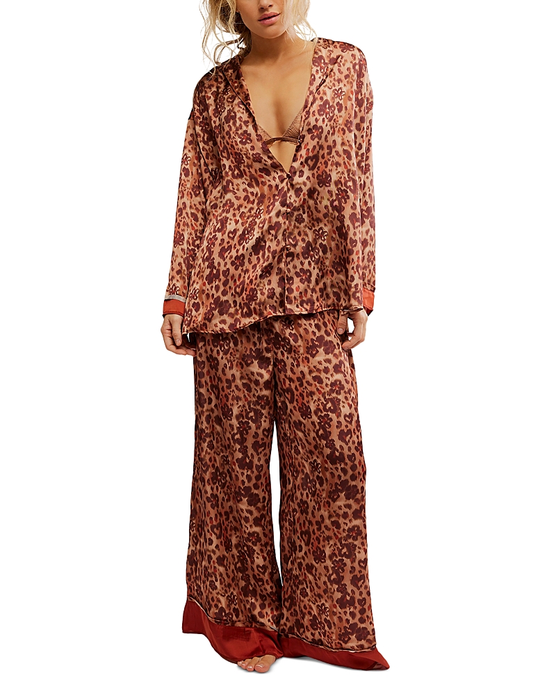 Free People Dreamy Days Print Pajamas In Dreamy Leopard