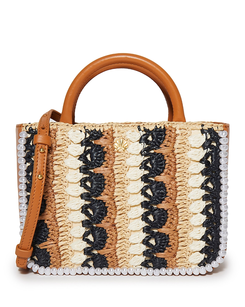 Lele Sadoughi Maya Raffia Mini Tote In Neutral Night