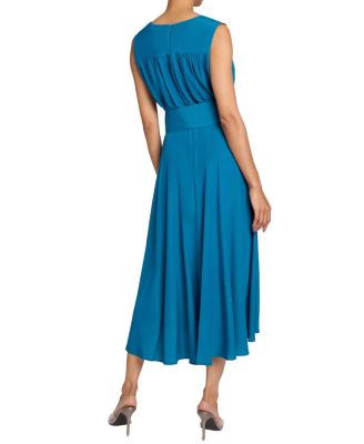  Mira Sleeveless Hi-Lo Hemline in Silk Crepe de Chine Midi Dress