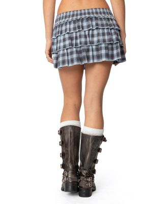 Golda Plaid Ruffle Mini Skirt