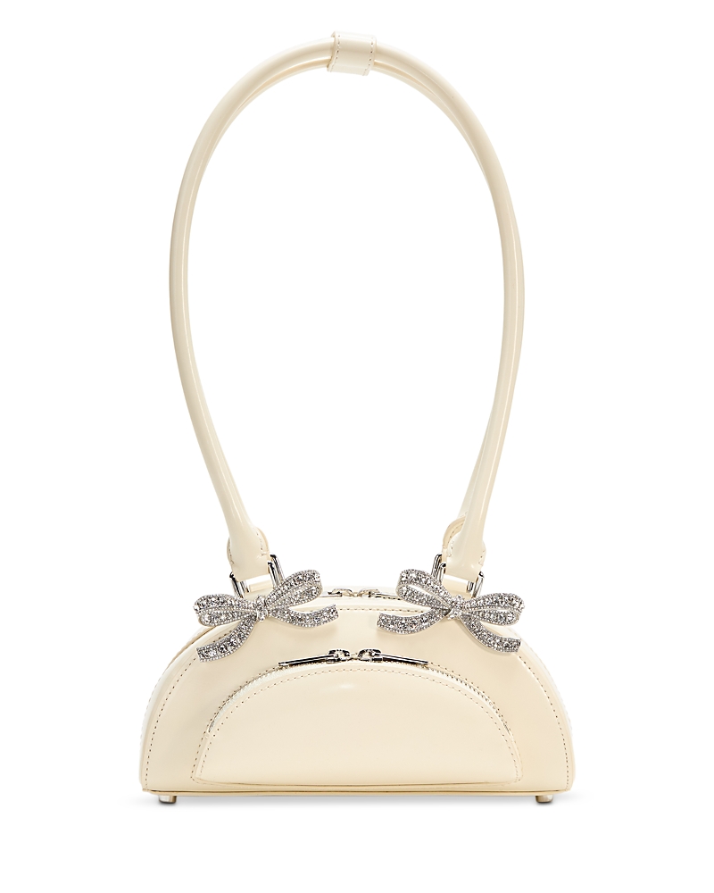 Self-portrait Cream Leather Curved Mini Shoulder Bag Beige In Cream