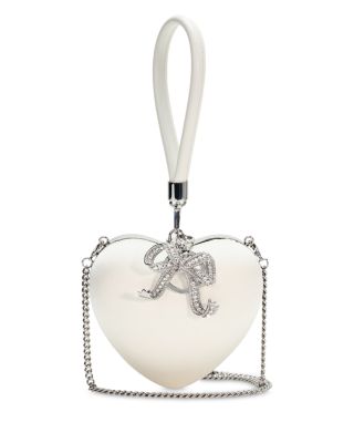 Satin Top Handle Heart Clutch