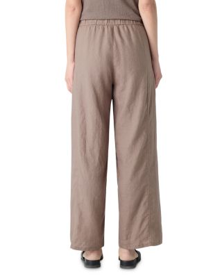 Petites Petite Linen Wide Ankle Pull on Pants