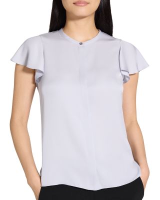 Ruffle Sleeve Top in Silk Georgette