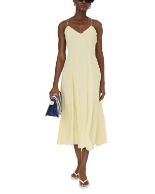 Raya Chiffon Ruffle Neck Midi Yellow Dress